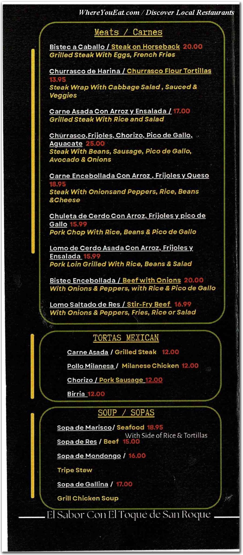 menu